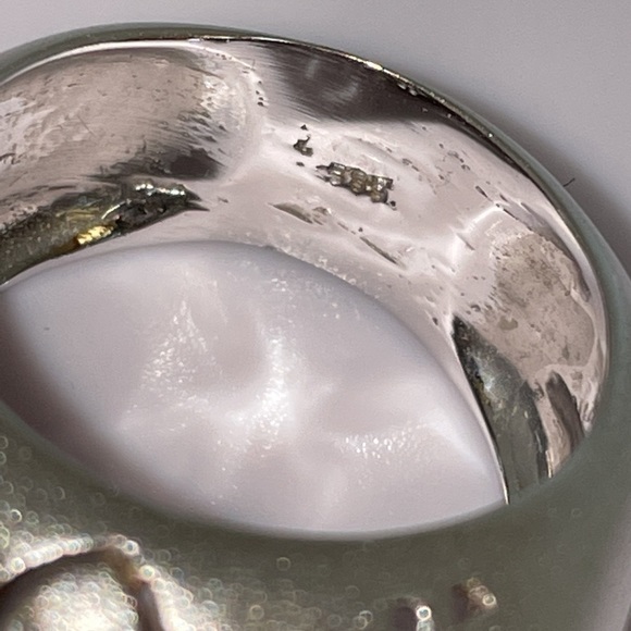 Solid Heavy Real 14K REAL White Gold Modern Hearts Flowers Bold Ring - Picture 10 of 17